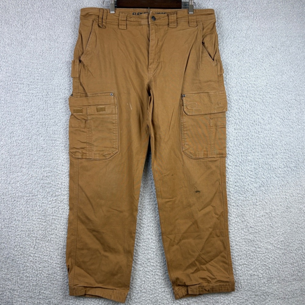 Duluth Cargo Pants Mens 38x30 Brown Flex Fire Hose Relaxed Fit Workwear Utility